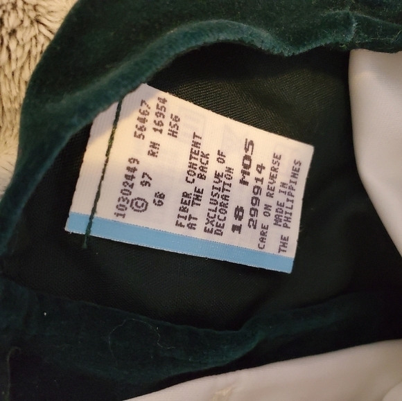 Vintage green velvet jumper dress with blouse 18M - Picture 6 of 7